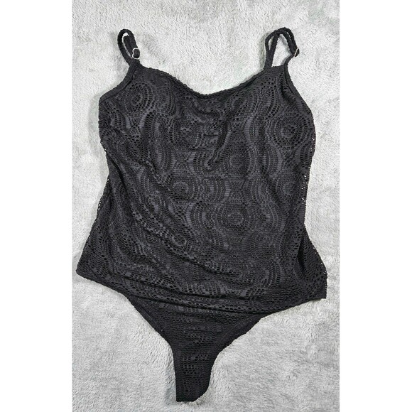 Catalina Womens Black One Piece Swimsuit with Adjustable Straps Sz M 8-10 - Picture 1 of 7